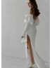 Sweetheart Corset Ivory Satin Wedding Dress With Detachable Sleeves